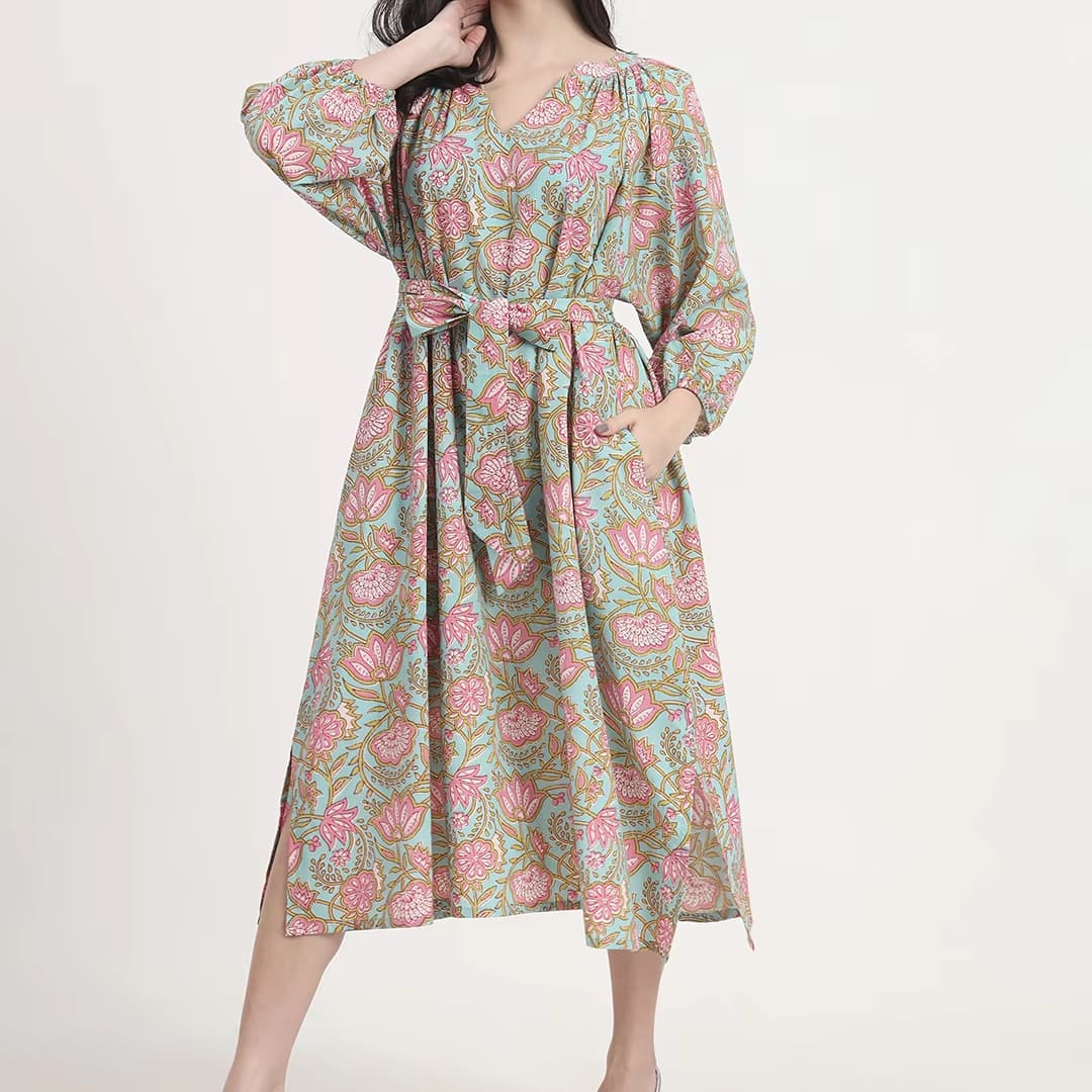 Wrap Midi Dress — Floral Print