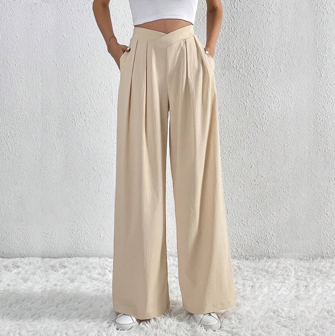 High-Waist Pleated Trousers