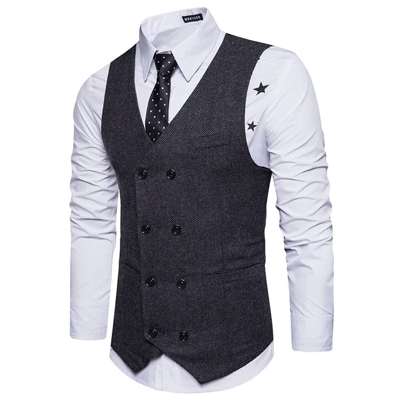 Double-Breasted Vest — Herringbone